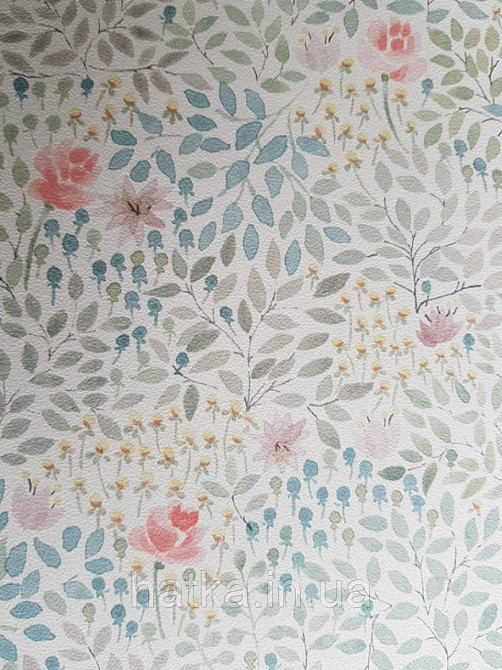 Шпалери флізелінові дитячі еко Lutece Tartine et Chocolat ніжні квіти червоні листочки зелені блакитні Київ - фото 1