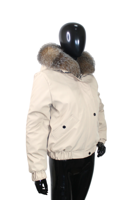 Бомбер женский с мехом блюфрост Бежевый 42 Харьков - изображение 7