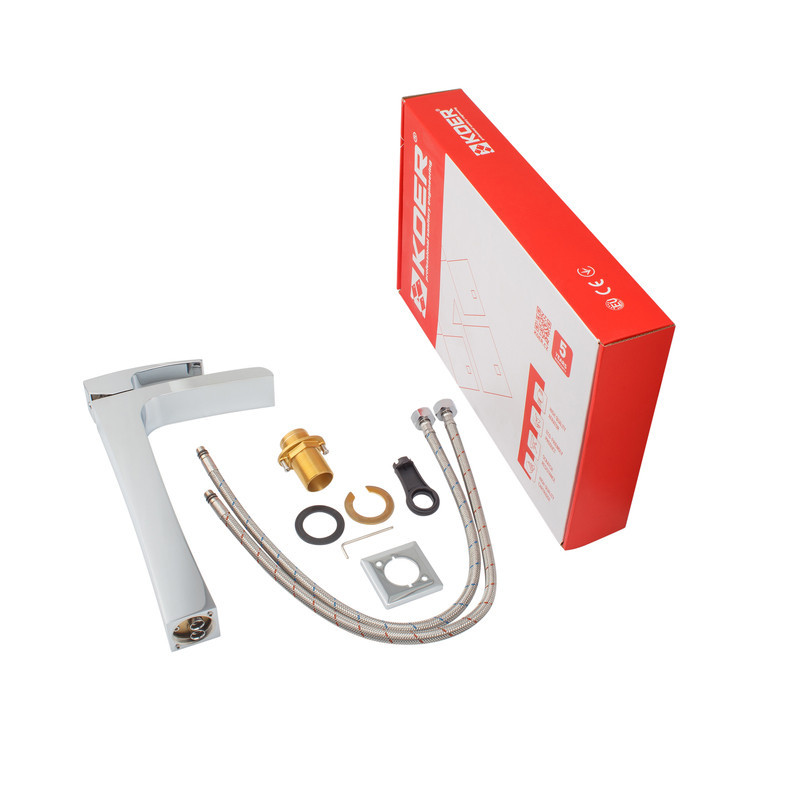 Высокий смеситель для умывальника Koer KB-15007-01 с водопадным изливом, хром (KR3448) Харьков - изображение 6