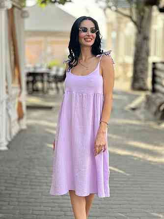 Летнее платье сарафан из муслина на бретельках Caramel 54-56, Лиловый Киев
