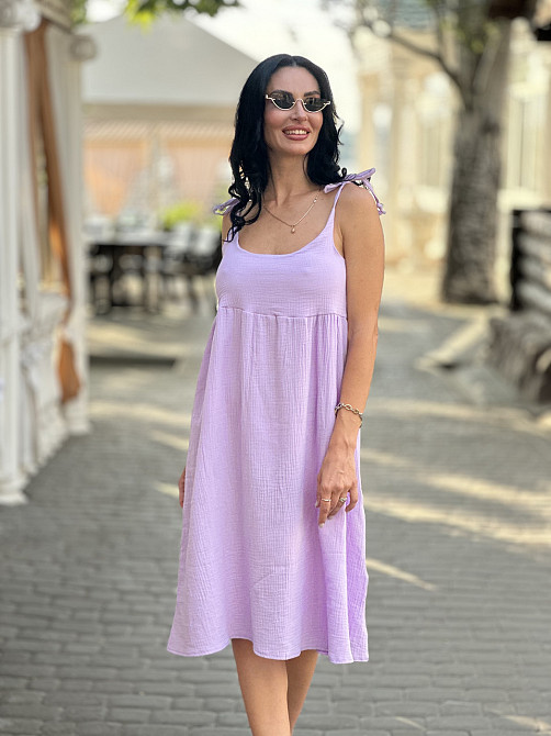 Летнее платье сарафан из муслина на бретельках Caramel 54-56, Лиловый Киев - изображение 5
