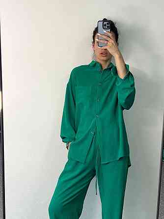 Костюм-трійка жіночий літній креп-жатка Зелений XS-S Харків