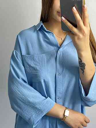 Костюм-двійка жіночий літній креп-жатка Блакитний S Харків