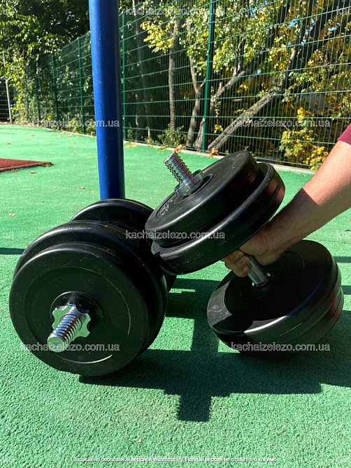 Гантелі набірні 2 по 18 кг з ABS покриттям хром грифи Гантелі, гирі, штанги і диски бітумні Київ - фото 5