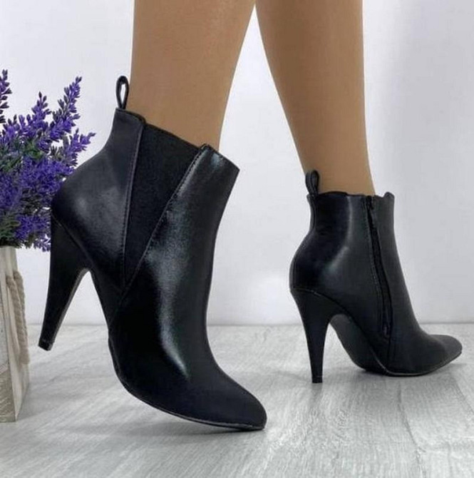 Жіночі Черевики Чорні на Каблуку Шкіряні Модельні Ботильйони Напівчоботи (розміри: 36,37,38,39,40) - 60 Дніпро - фото 7