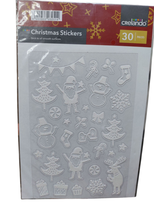 Новогодние наклейки блестящие для декора праздничный набор Crelando 21 на 14 см белый Киев - изображение 1