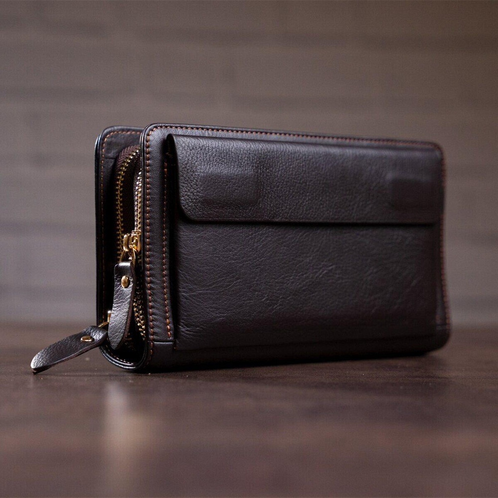 Чоловіча барсетка з ремінцем на руку Vintage 14915 Коричнева Київ - фото 9