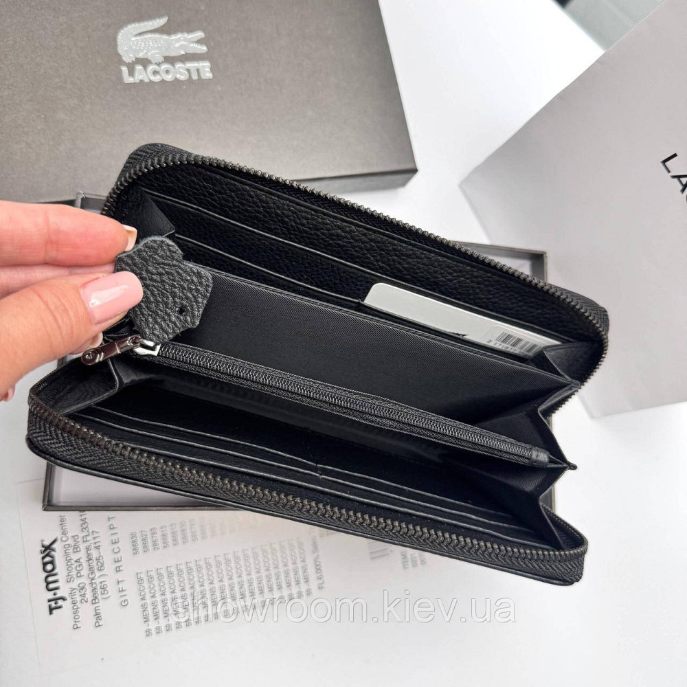 Шкіряний брендовий гаманець клатч на змійці Lacoste (6613) Київ - фото 10