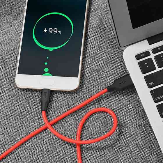 Кабель HOCO X21 USB - Type-C, 1м, силіконовий, чорний/червоний Київ