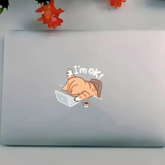Виниловая наклейка «I’m OK Cat» — мультяшный кот для ноутбука, авто или стены Киев