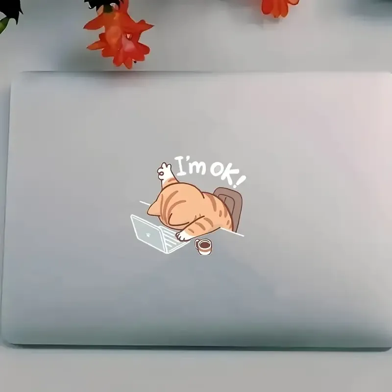 Вінілова наклейка «I’m OK Cat» — мультяшний кіт для ноутбука, авто чи стіни Київ - фото 2