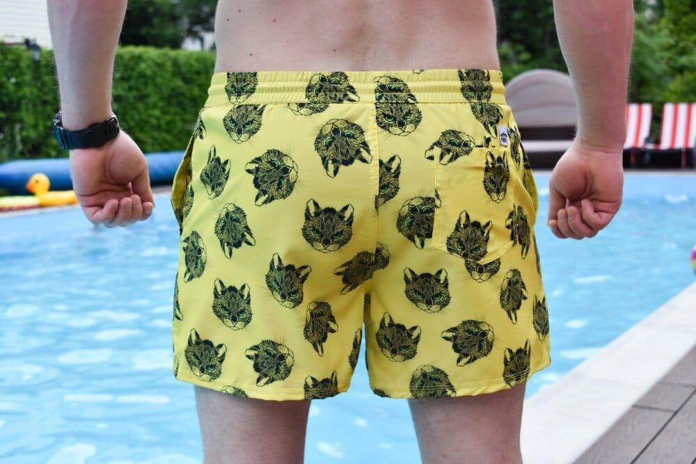 Короткі чоловічі шорти пляжні для купання та плавання з принтом Pobedov Pool day Kotiki Жовті Одеса - фото 4