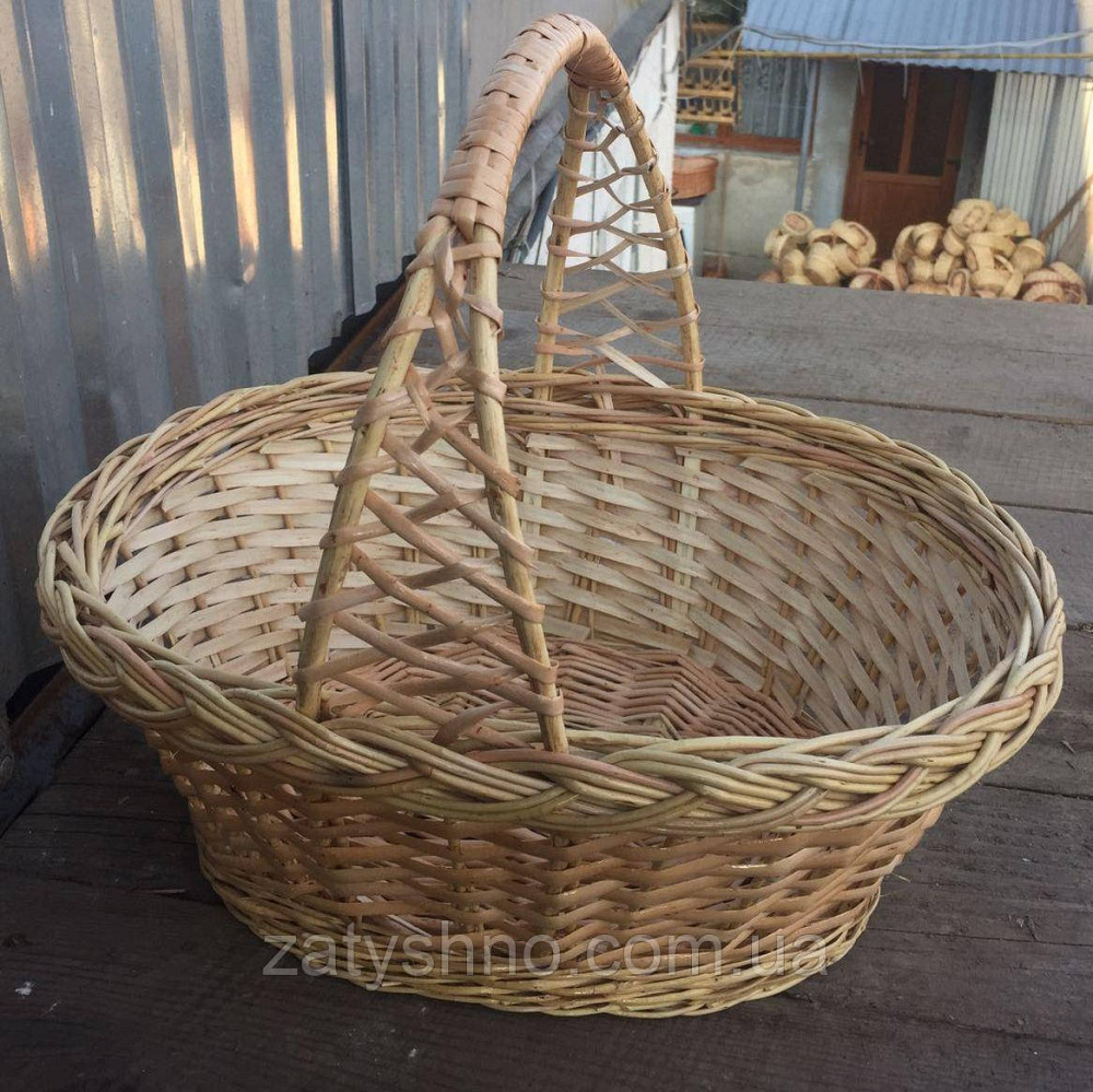 Кошик плетений красивий | кошик із ажурною ручкою | кошик із лози Київ - фото 1