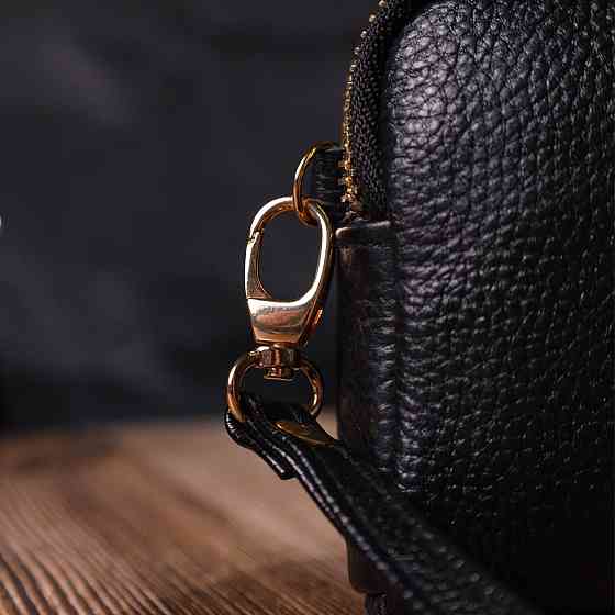 Жіночий клатч на два відділення з натуральної шкіри Чорний (Vintage) Київ