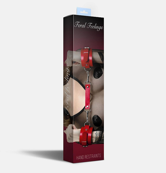 Наручники Feral Feelings - Hand Restraints, натуральна шкіра, червоні Sex Aura Київ - фото 2