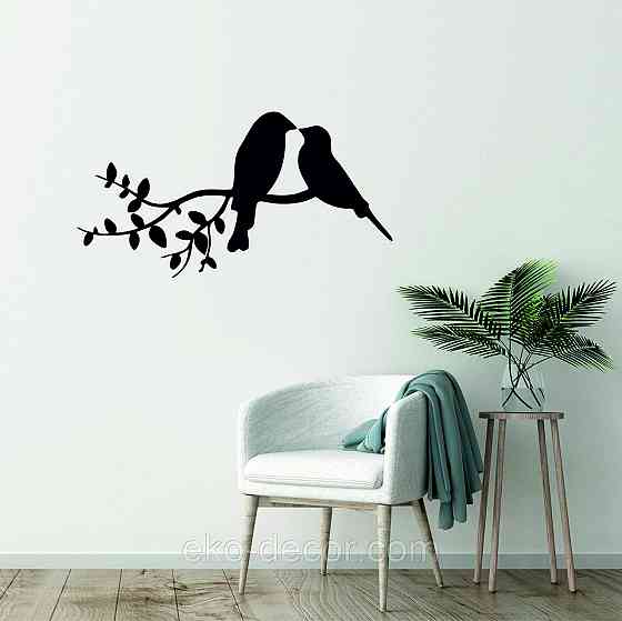 Декоративное настенное Панно «Две птички», Декор на стену 110*57 см, Черный Киев