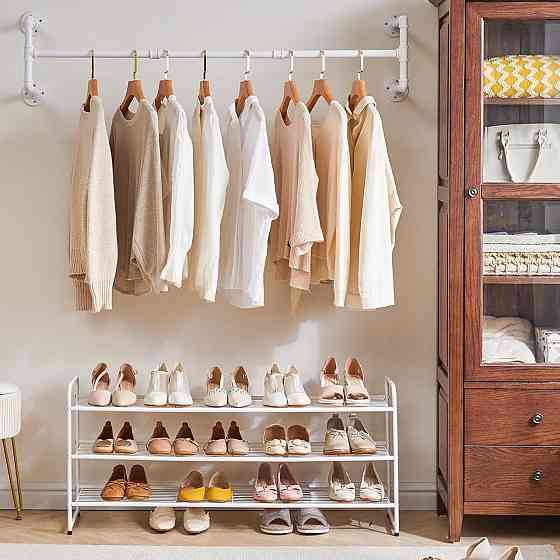 Вішалка настінна IBUYKE TYJ002W-2 біла трубна 127,7 см 4 полиці індустріальна металева для передпокою Київ