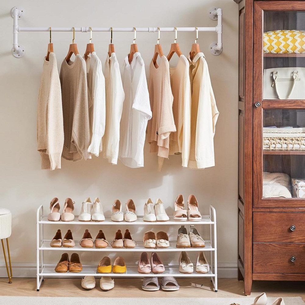 Вішалка настінна IBUYKE TYJ002W-2 біла трубна 127,7 см 4 полиці індустріальна металева для передпокою Київ - фото 6