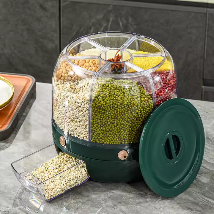 Кухонный органайзер для круп, вращающийся диспенсер с 6 отделениями, зеленый цвет Каменец-Подольский - изображение 2