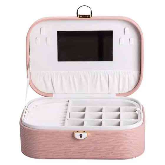 Скринька для прикрас з еко шкіри 2 яруси із замком органайзер для ювелірних виробів HP-5-1P Коломия