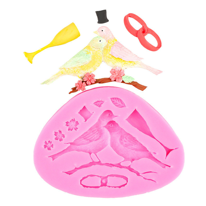 Молд силиконовый Птички 116 на 85 мм розовый Киев - изображение 9