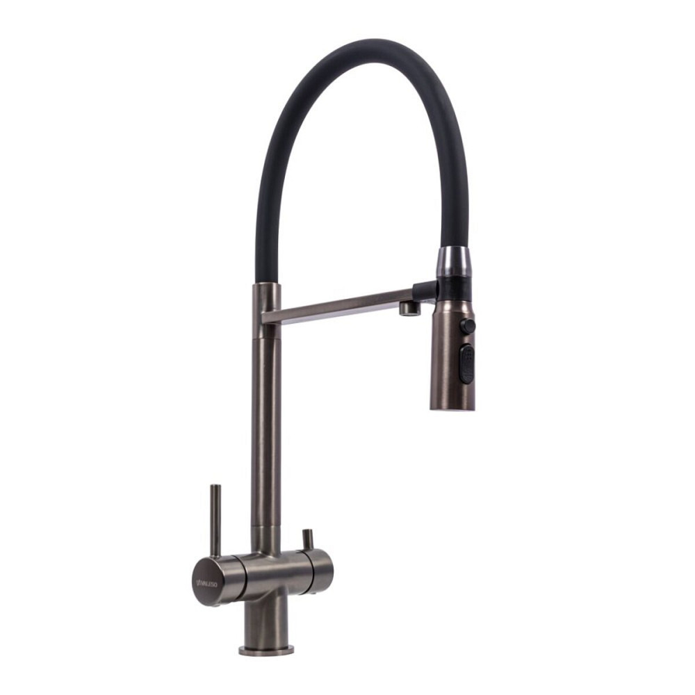 VALESO Змішувач кухонний NES-TN65 з гнучким виливом під фільтр Valeso (PVD чорний) Коломыя - изображение 5