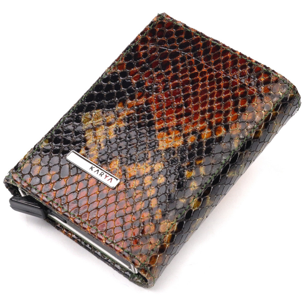 Лакована візитниця з натуральної фактурної шкіри під змію KARYA 20988 Різнокольоровий Київ - фото 1