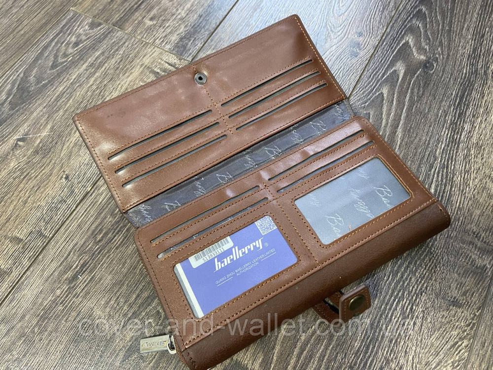 Коричневий гаманець клатч на багато карток для чоловіків та жінок Baellery Київ - фото 2