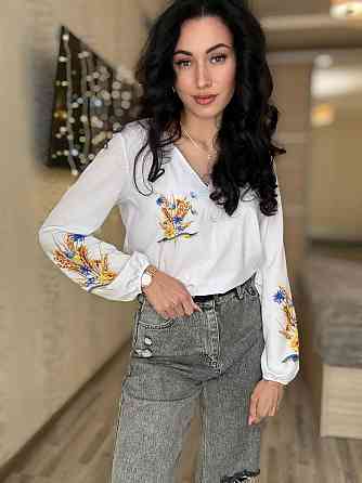 Жіноча святкова блуза з квітами турецький софт Білий 4, 50/52 Одеса