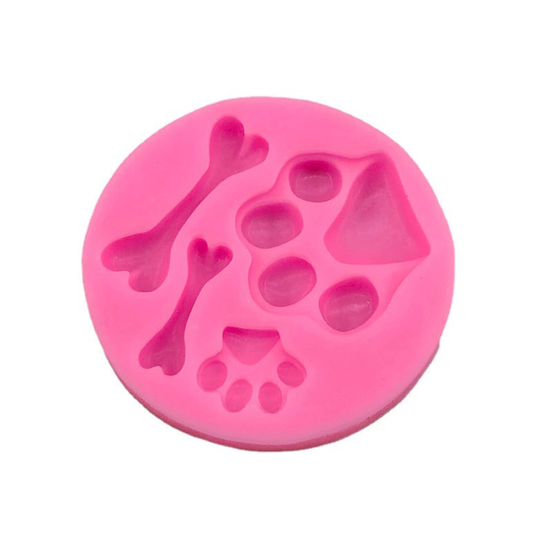 Молд силиконовый Следы собачьи и косточки 75 мм розовый Киев - изображение 3