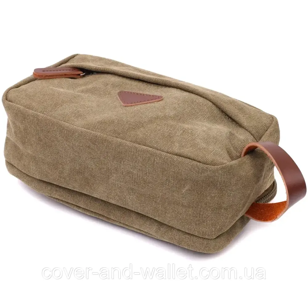 Стильная барсетка для мужчин на два отделения из текстиля оливкого цвета PUOS Киев - изображение 2