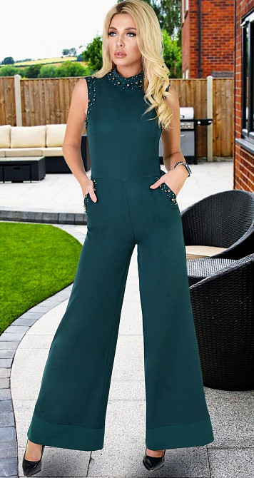 Стильный комбез клёшь с жемчугом и кристаллами (42) Киев - изображение 2