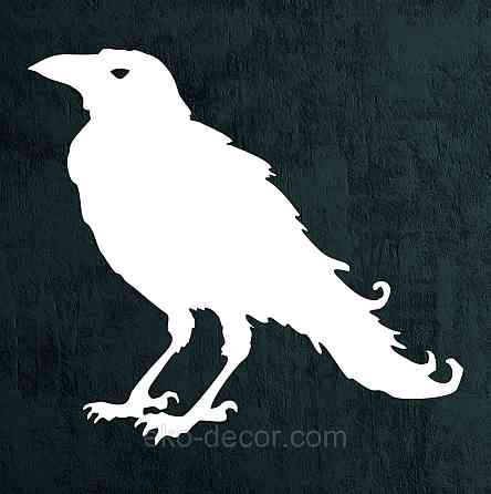 Декоративне настінне Панно «Ворон» Декор на стіну 50*45 см, Білий Київ