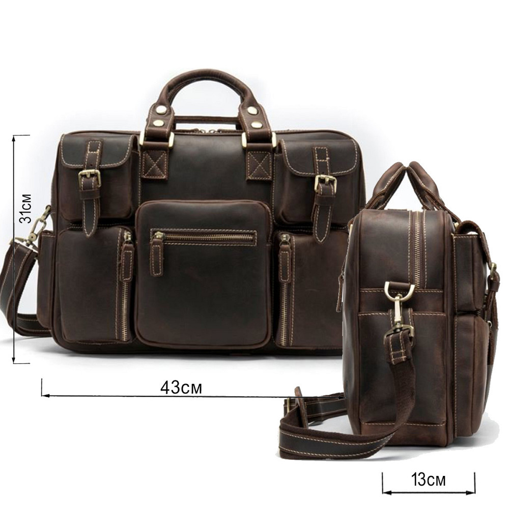 Сумка мужская многофункциональная Коричневая (Vintage) Киев - изображение 8