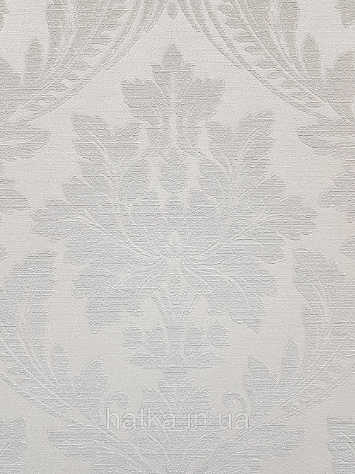 Шпалери вінілові на флізеліні Grandeco Time метрові структурні вензелю завитки сіро-блакитні зі сріблястим Київ - фото 1