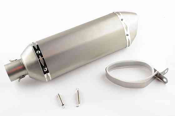 Глушитель (тюнинг) 301*105mm, креп. Ø78mm (нержавейка, три-овал, серебро, прямоток, mod:5) Мукачево