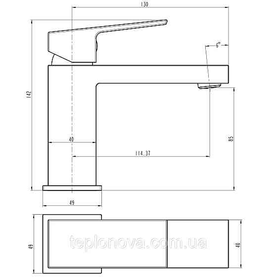 Смеситель для умывальника TOPAZ ODISS TO 18401-H61B Квадро cartridge D35, шланги 45см Черновцы