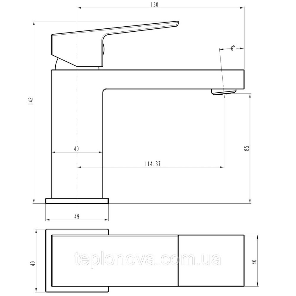 Змішувач для умивальника TOPAZ ODISS TO 18401-H61B Квадро cartridge D35, шланги 45 см Чернівці - фото 6