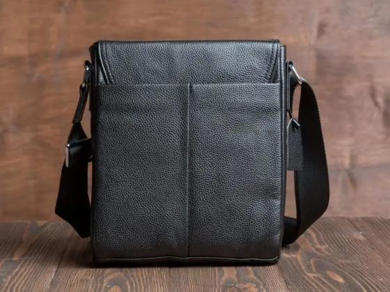 Кожаная мужская сумка-месенджер из натуральной кожи черная Tiding Bag 9389 Каменское