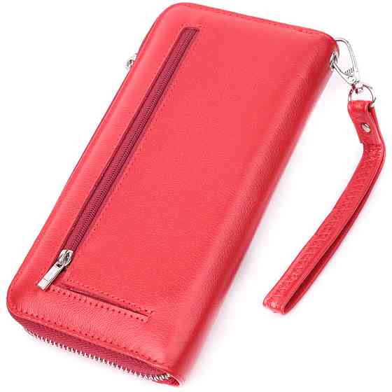 Стильний гаманець-клатч для жінок на одне відділення з натуральної шкіри ST Leather 22561 Червоний Київ