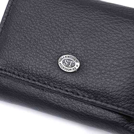 Невелике жіноче портмоне з монетницею з натуральної шкіри ST Leather 22730 Чорний Київ