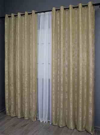 Комплект штор на люверсах VR-Textil Жаккард Sultan XO № 1284ш Золотистый 150х250 см 2 шт (37-0092) Киев