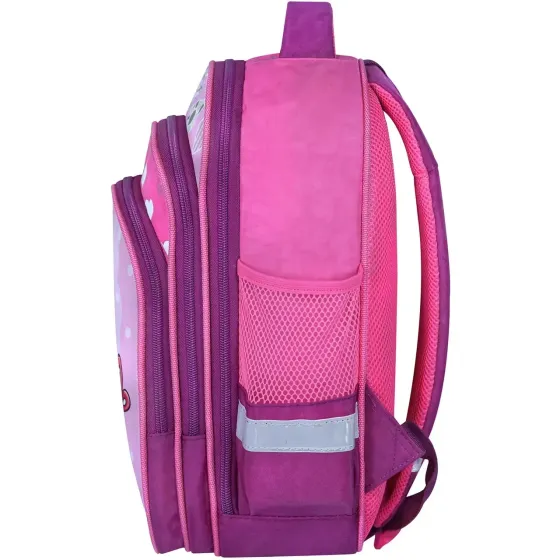 Рюкзак для дівчинки шкільний ортопедичний 1 клас світловідбивний Bagland Mouse Малиновий Жирафик та Сови Одеса