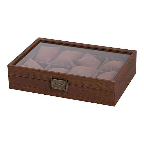 Скринька для годинників 31×21×8.7 см дерев'яна на 8 відсіків коричнева HP-5-12 Коломия
