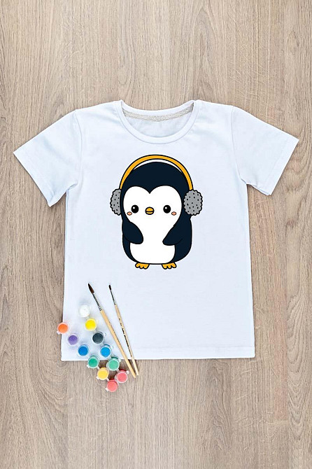 Футболка-раскраска детская Пингвин топ 146 Киев - изображение 1