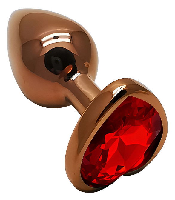 Анальная пробка с кристаллом EGZO - Dark Gold Heart Plug Red, size S Sex Aura Киев - изображение 2