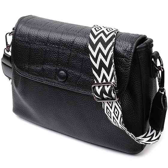 Красива жіноча сумка з натуральної шкіри Vintage 22330 Чорна Київ