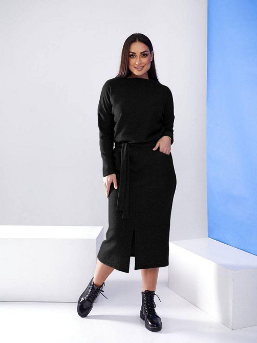 Довга ангорова сукня з поясом "Juliette" оптом | Норма і батал Київ - фото 3