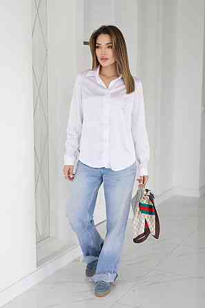 Жіноча шовкова сорочка класична "Milena" |Батал Білий, 54-56 Київ