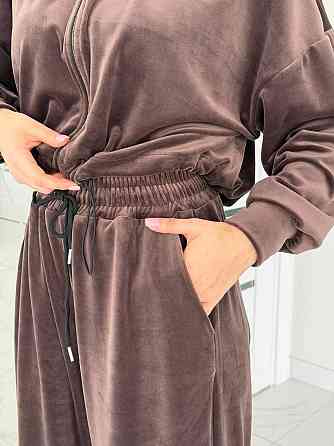 Жіночий сильний повсякденний велюровий костюм-двійка Шоколад, 46/48 Одеса